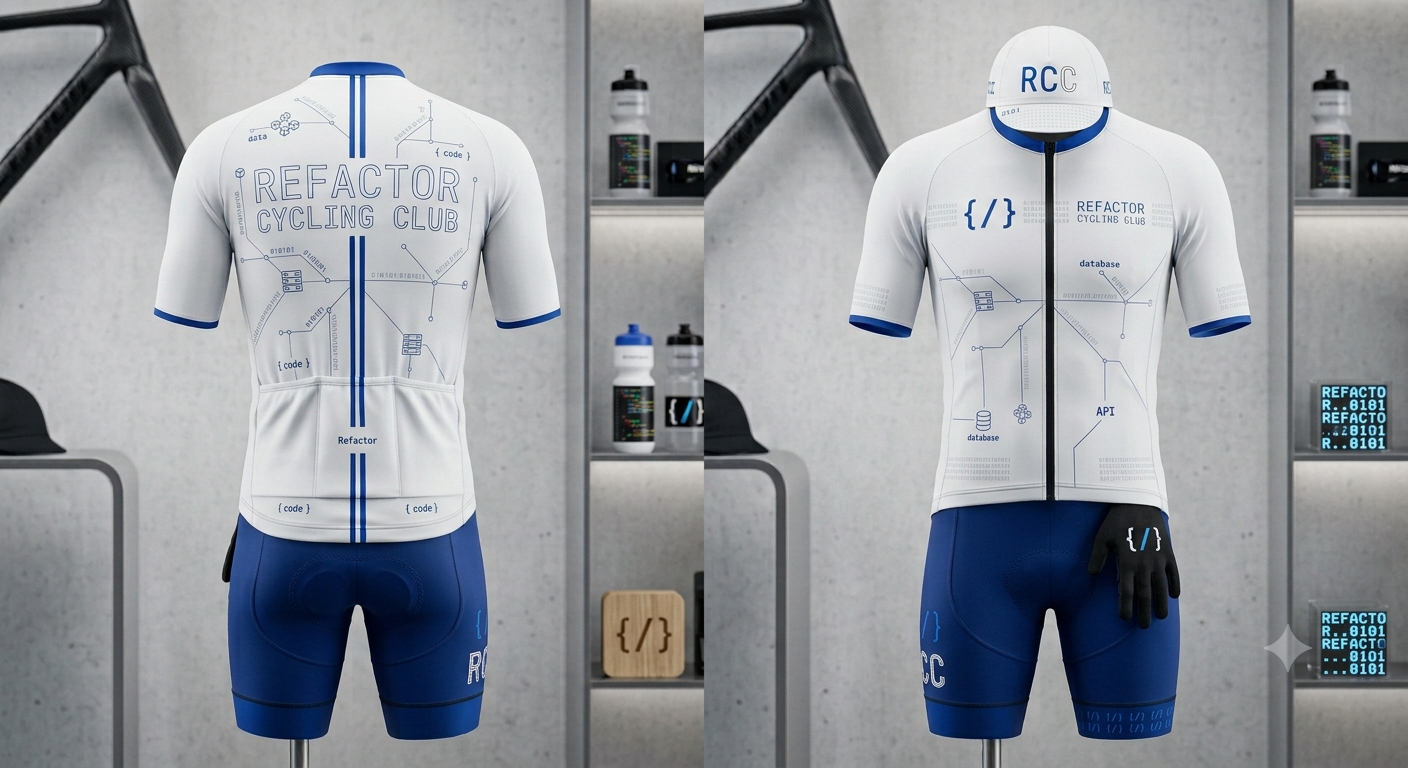 Форма VeloCore, версия Architecture — белое джерси со схемой архитектуры системы