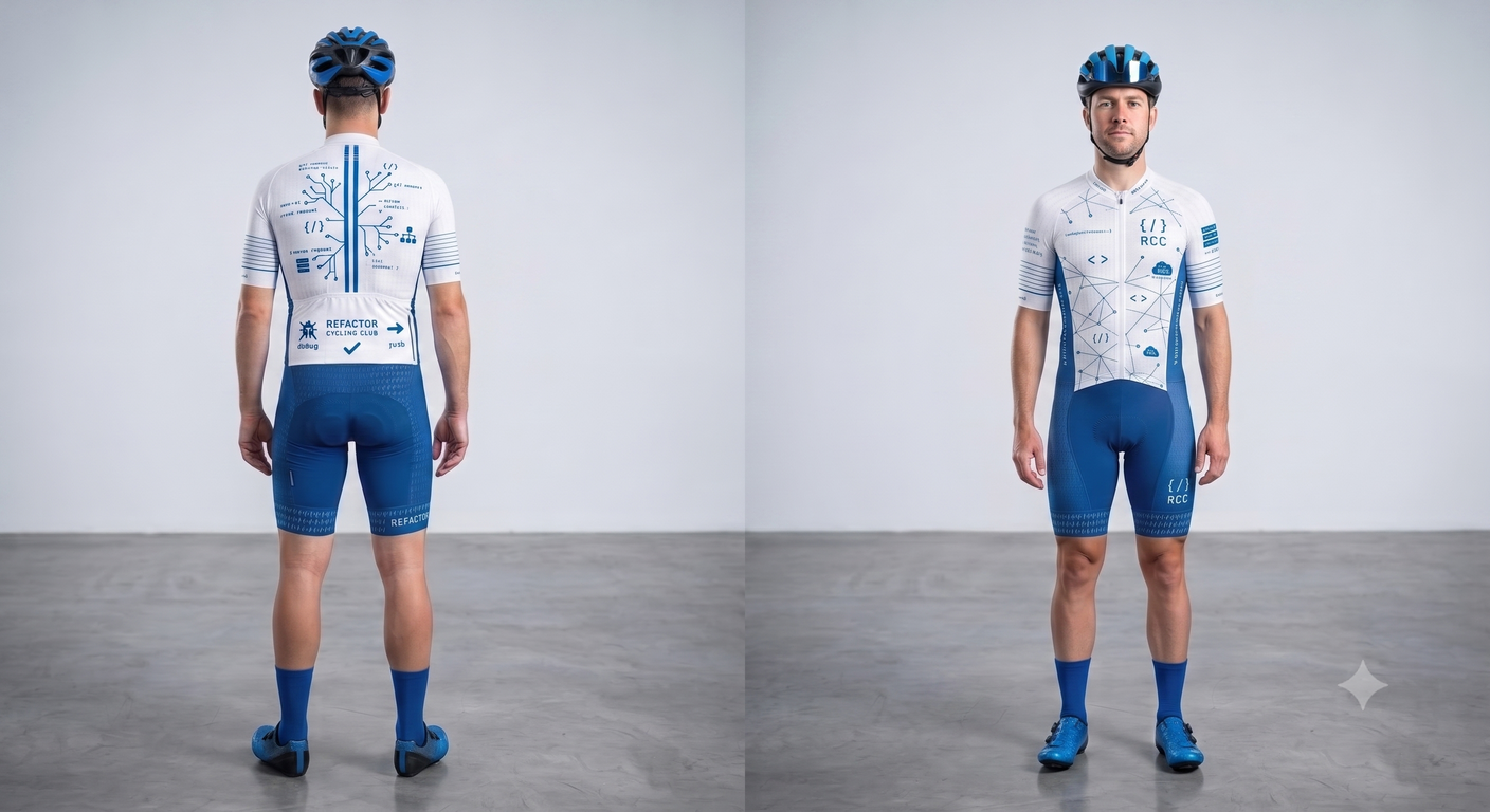 Форма VeloCore, версия Architecture RoadSuit — светлый шоссейный велокомбинезон со схемой архитектуры системы